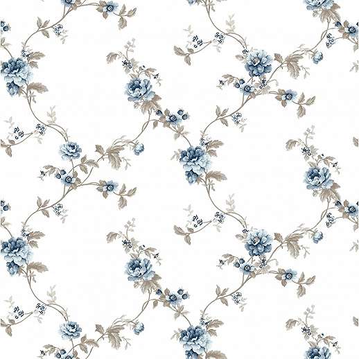 Kék inda virág mintás design tapéta provance stílusban