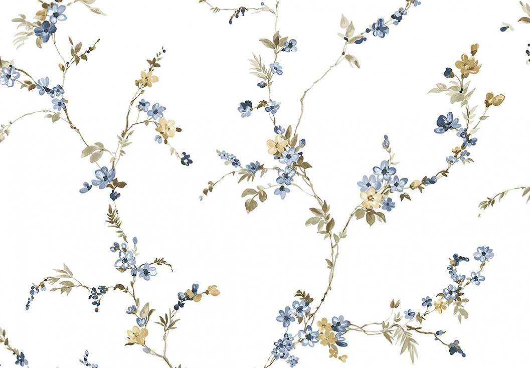 Kék inda virág mintás olasz vinyl tapéta
