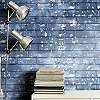 Kék koptatott téglamintás vlies kamasz szobai dekor tapéta