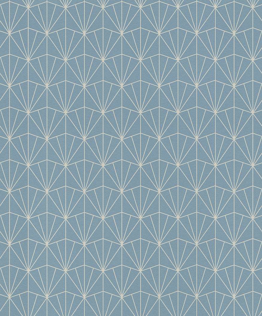 Kék-krémfehér geometriai mintás tapéta