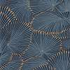Kék leveles mintás vlies francia design tapéta