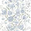 Kék mezei virág mintás skandi stílusú design tapéta, Karins bukett sky blue