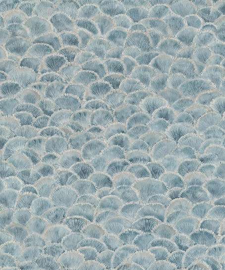 Kék művészi kagyló mintás vlies design tapéta
