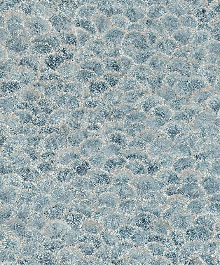 Kék művészi kagyló mintás vlies design tapéta