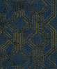 Kék népies stílusú geometrikus mintás exkluzív tapéta