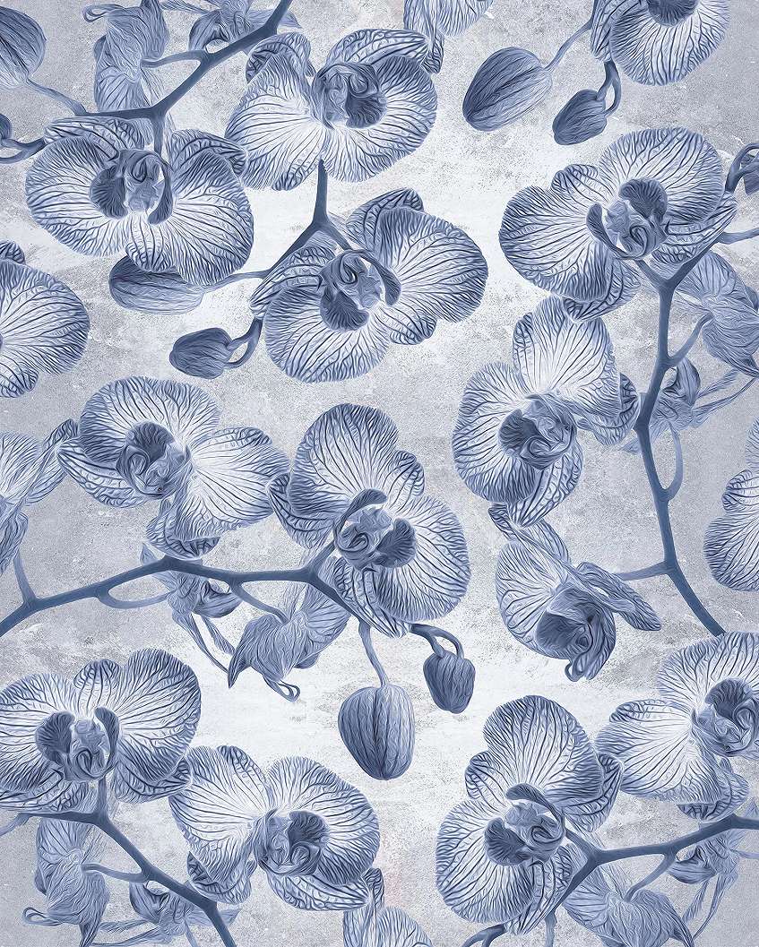 Kék orchidea mintás fali poszter