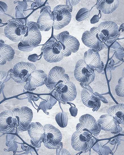 Kék orchidea mintás vlies poszter tapéta
