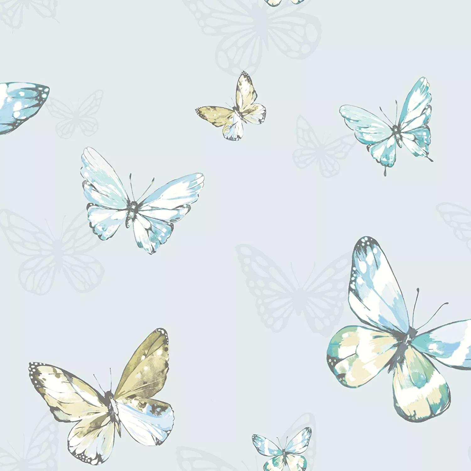 Kék pillangó mintás tapéta