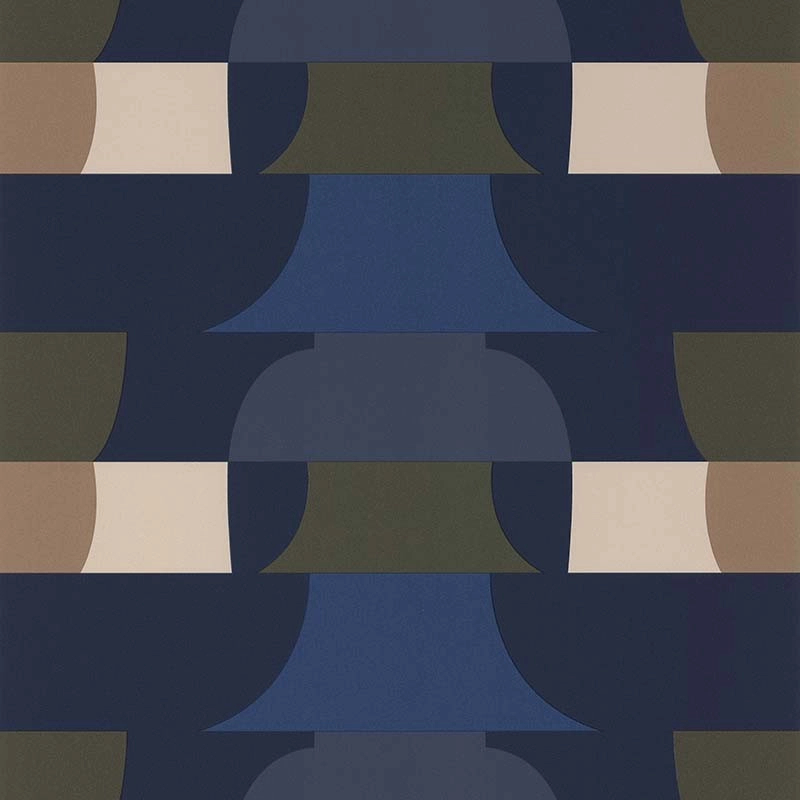 Kék retró design tapéta geometrikus mintával mosható