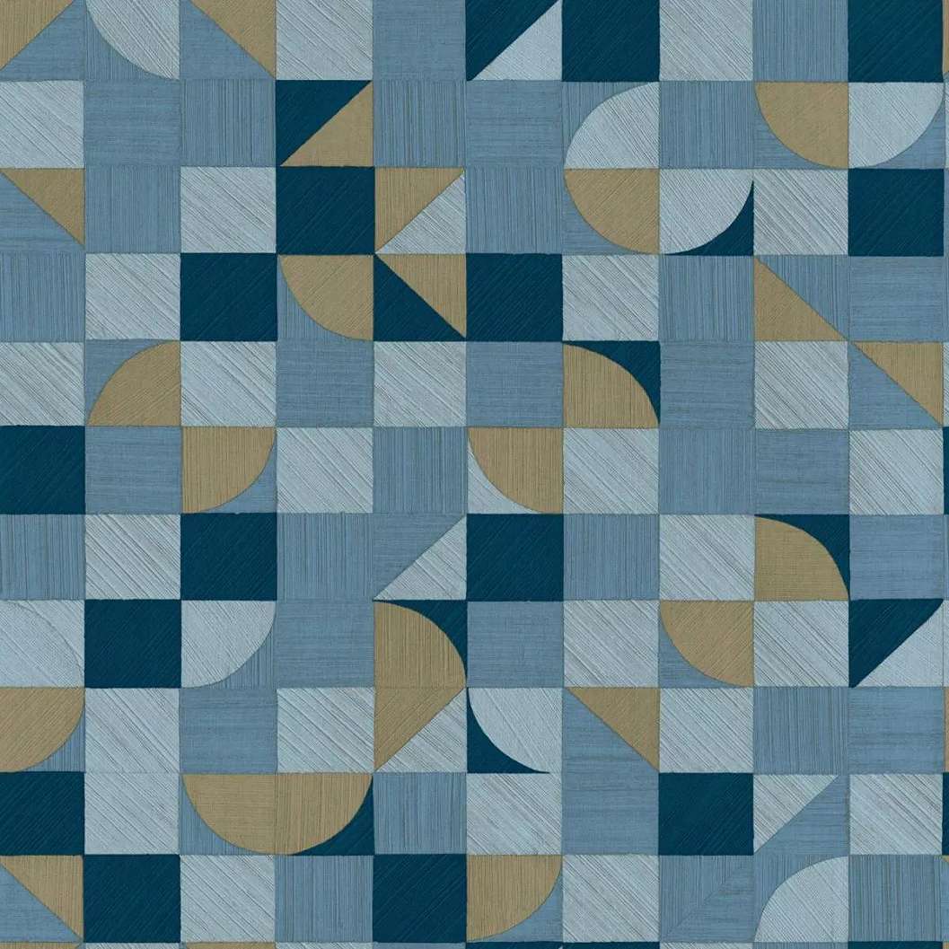 Kék retro geometrikus mintás mosható dekor tapéta