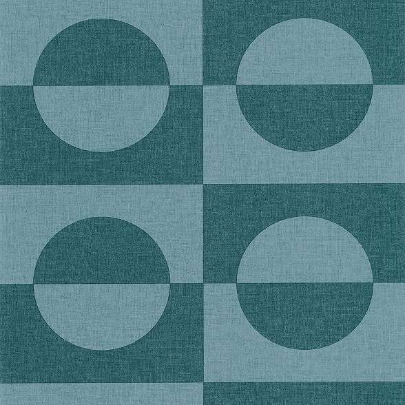 Kék retro tapéta geometrikus mintával textiles struktúrával