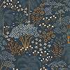 Kék skandi stílusú design tapéta erdei fa mintával