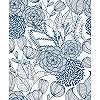 Kék skandináv stílusú vlies virágmintás prémium tapéta