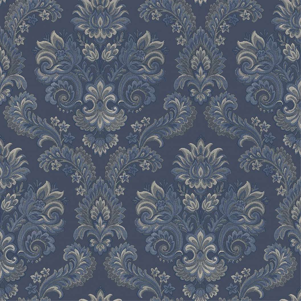 Kék színű klasszikus barokk mintás olasz design tapéta