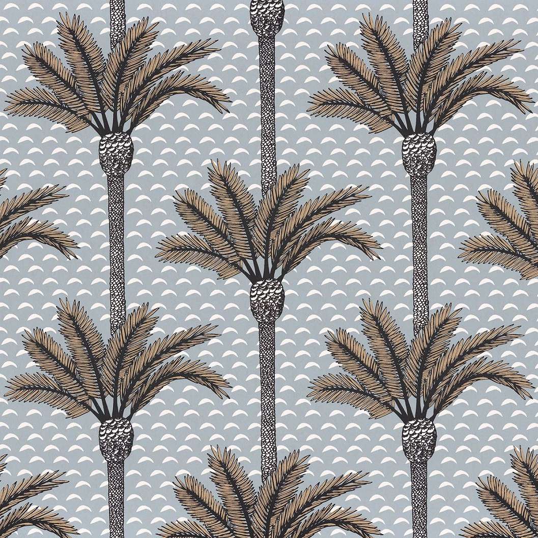 Kék színű struktúrált pálmafa mintás casamance design tapéta