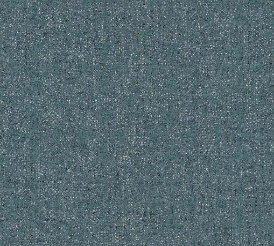 Kék színű tapéta finom orientális stílusú geometrikus mintával