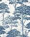 Kék tapéta erdei fa mintával vinyl mosható