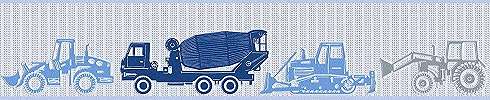 Kék traktor markoló mintás bordűr gyerekszobába