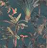 Kék trópusi dzsungel mintás vlies design tapéta papagáj mintával