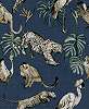 Kék trópusi hangulatú egzotikus állat mintás vlies luxus tapéta