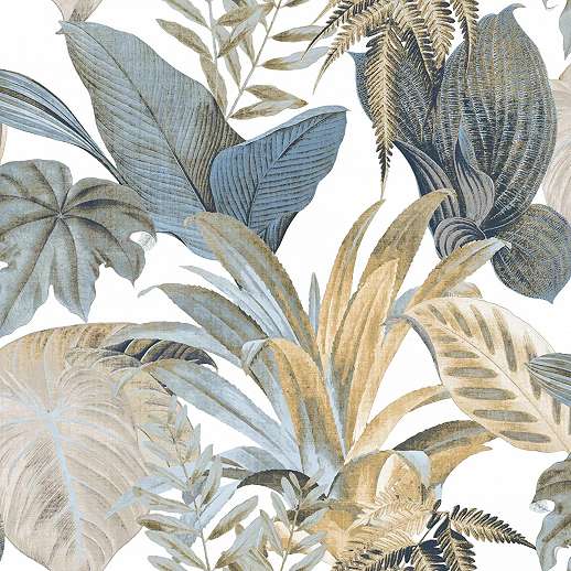 Kék trópusi pálmalevél mintás design tapéta