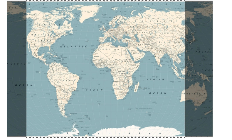 Kék világtérkép mintás vinyl egyedi poszter tapéta mosható 300X260cm méretben