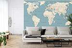 Kék világtérkép mintás vinyl poszter tapéta mosható