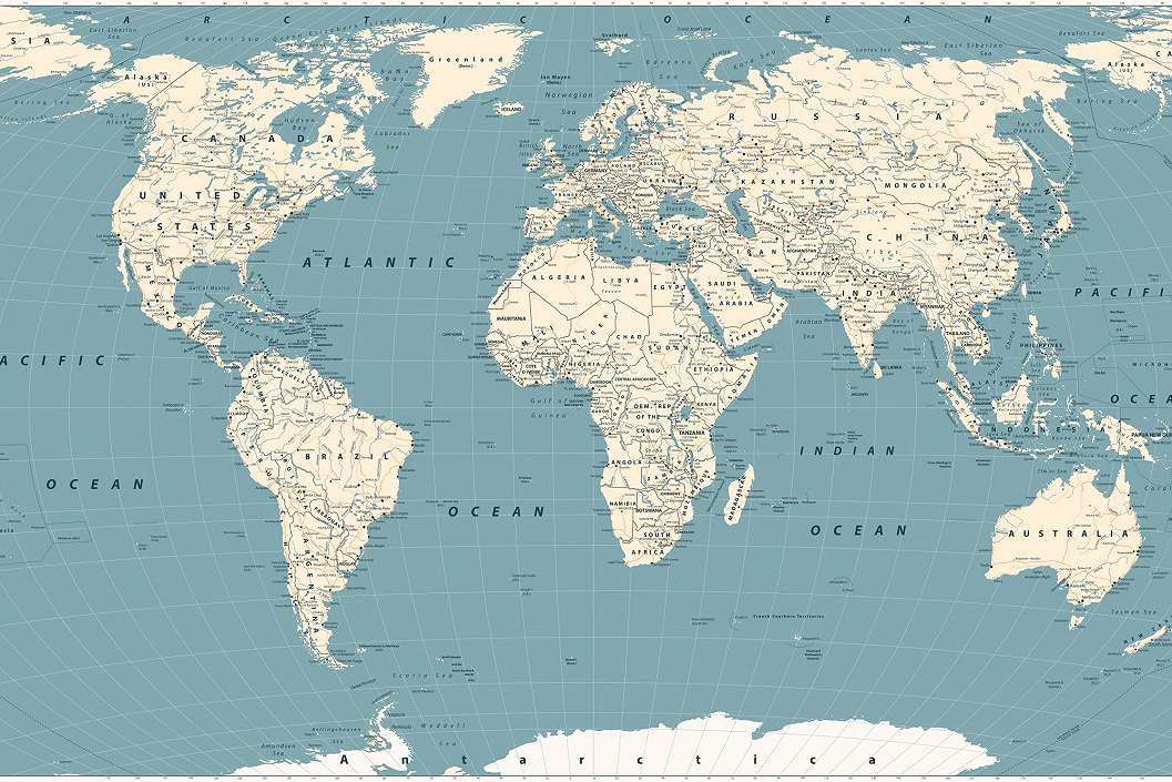 Kék világtérkép mintás vinyl poszter tapéta mosható