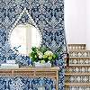 Kék vintage virágmintás vlies prémium design tapéta