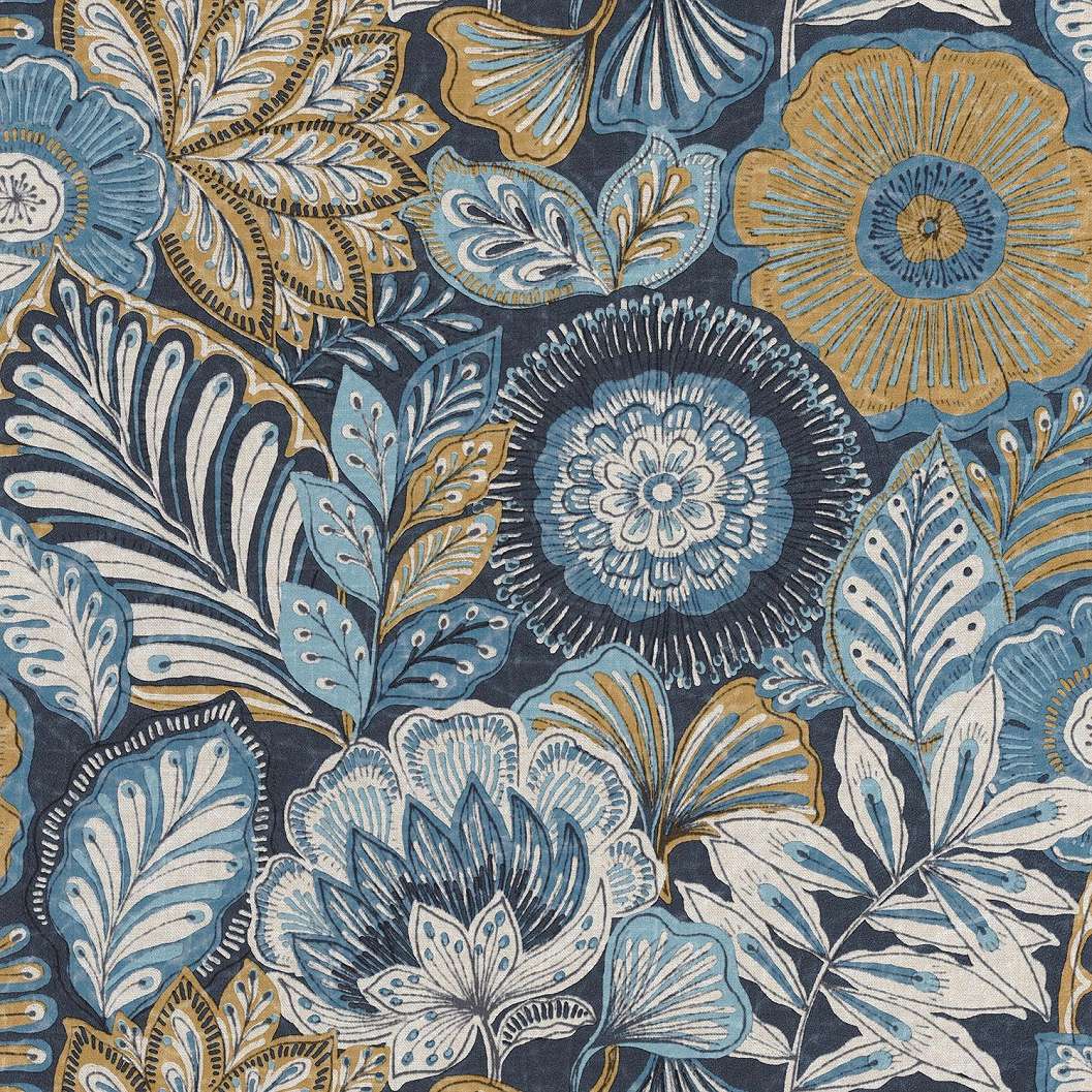 Kék virágmintás vlies francia design tapéta