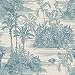 Kékes részletgazdag dzsungel mintás vlies dekor tapéta