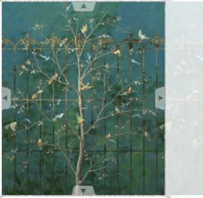 Kékes vlies erdei madár és fa mintás vintage poszter tapéta egyedi méretben