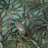 Kékeszöld trópusi pálmalevél mintás vlies design tapéta