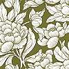 Keki zöld és fehér óriás virágos mintás elegáns design tapéta
