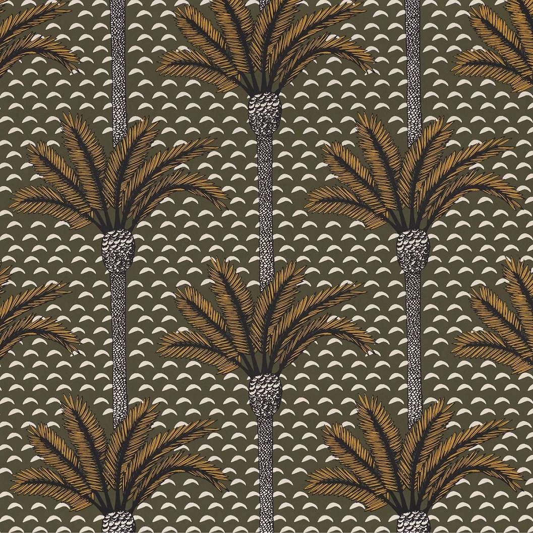 Keki zöld színű struktúrált pálmafa mintás casamance design tapéta