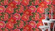 Keleties hangulatú virágmintás design tapéta élénk színekkel