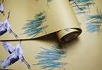 Keleties japán hangulatú daru madár mintás dekor tapéta