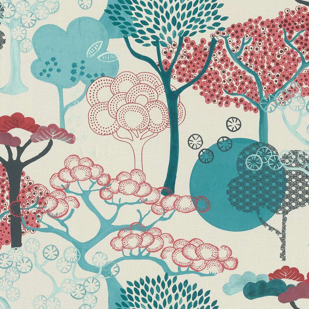 Keleties japán stílusú fa mintás vlies dekor tapéta
