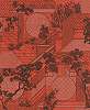 Keleties japán stílusú, zen kert mintázatú piros design tapéta