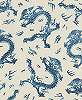 Keleties sárkány mintás tapéta kék színvilágban