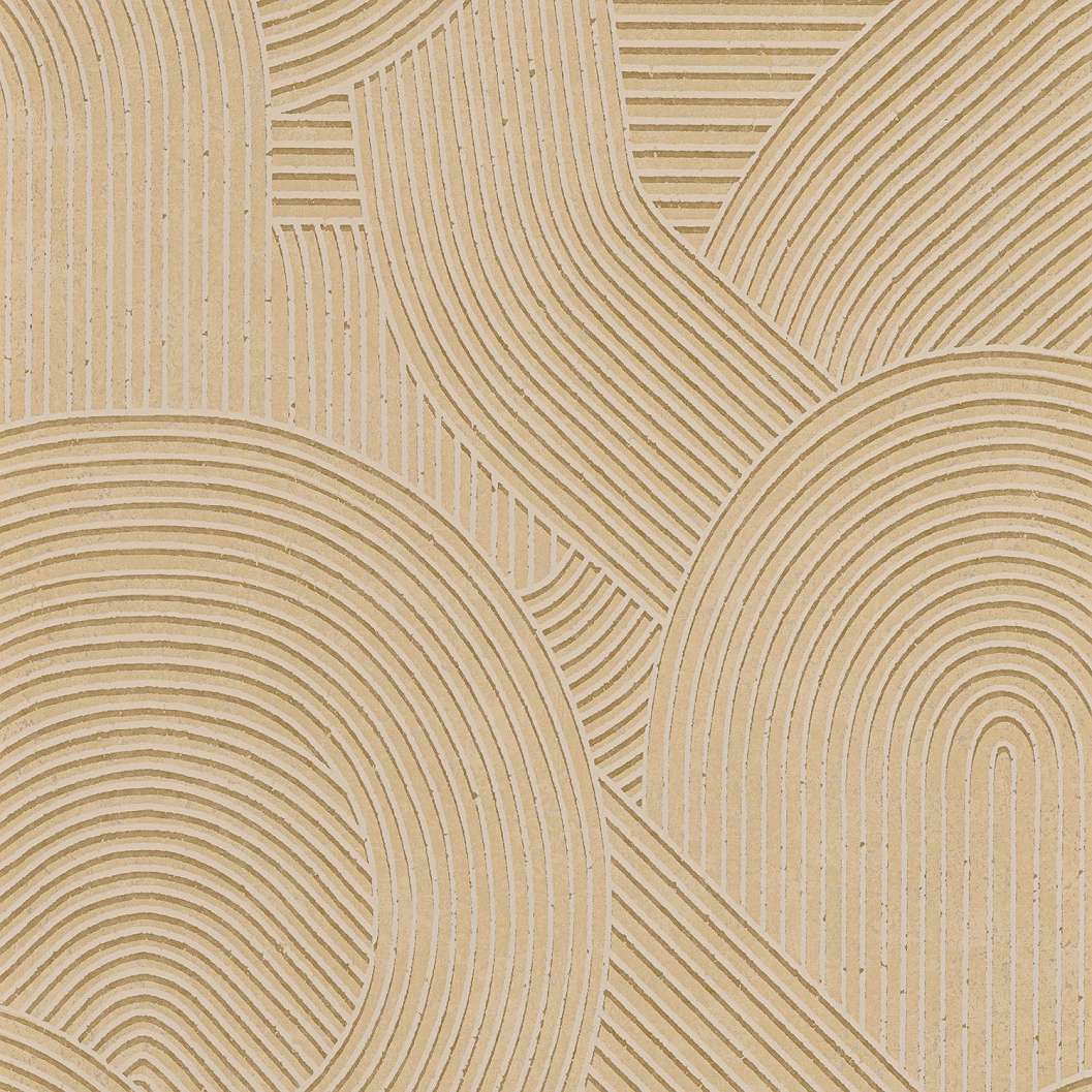 Keleties zen hullámzó homok geometria mintás mogyoró barna design tapéta
