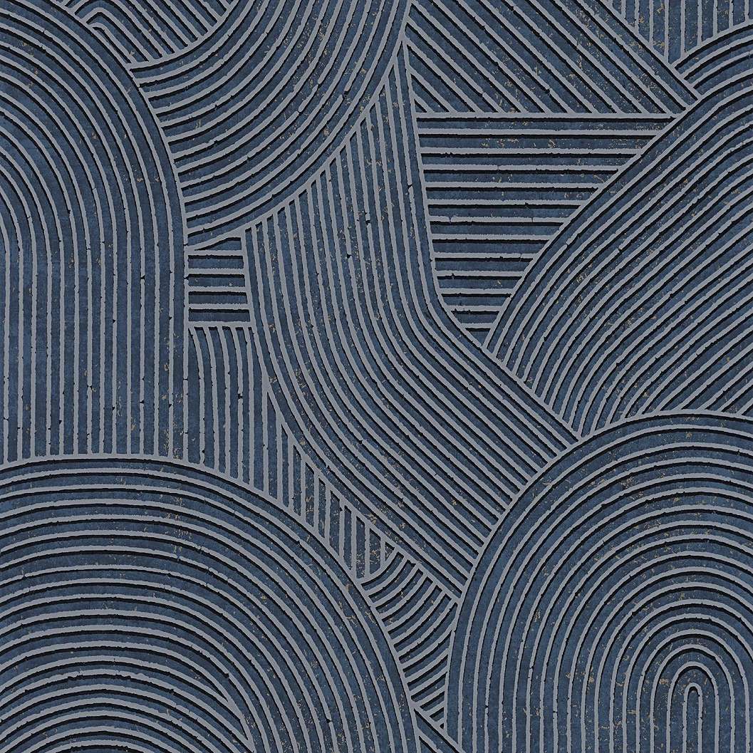 Keleties zen hullámzó homok geometria mintás tinta kék design tapéta