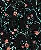 Khroma design tapéta fekete alapon türkiz inda virág mintákkal