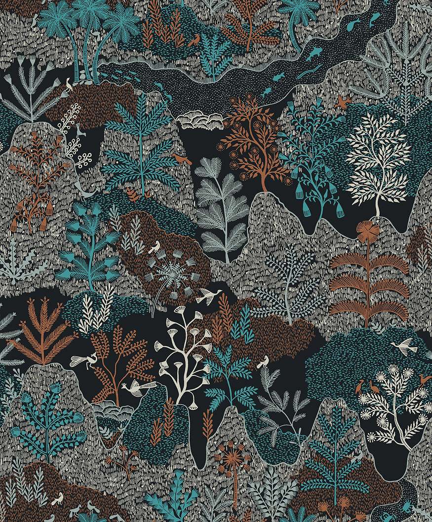 Khroma design tapéta modern trópusi pálmaerdő mintával