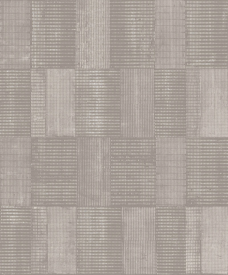 Khroma design tapéta taupe színben struktúrált geometrikus négyzetes mintával