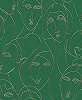 Khroma design tapéta zöld alapon skiccelt női arc mintával
