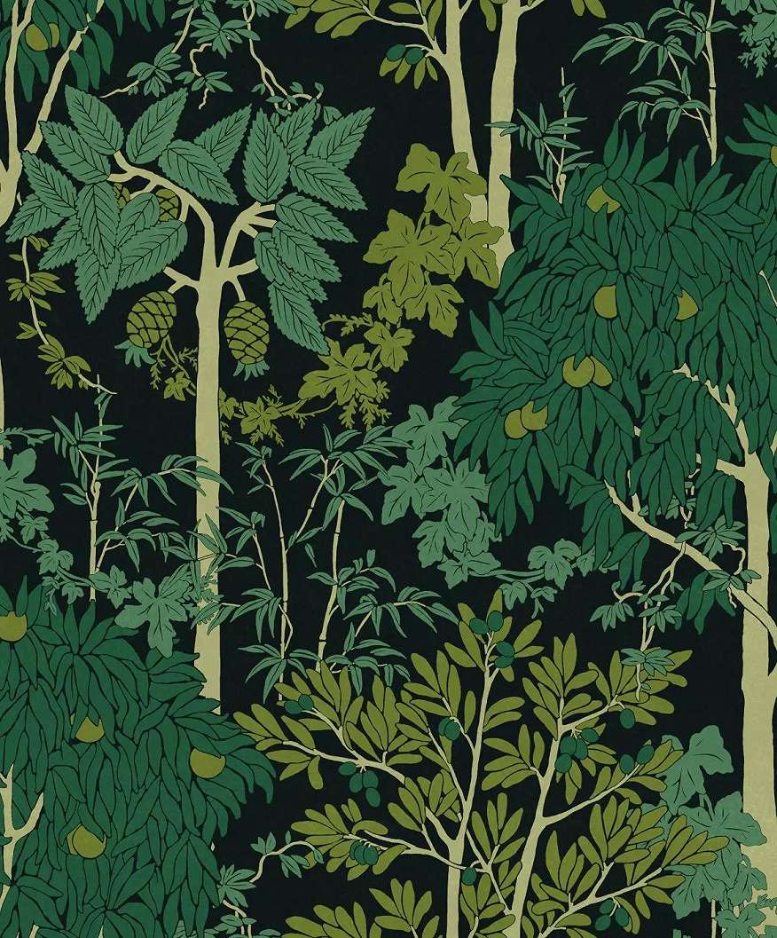 Khroma zöld skandináv stílusú fa faág mintás prémium design tapéta