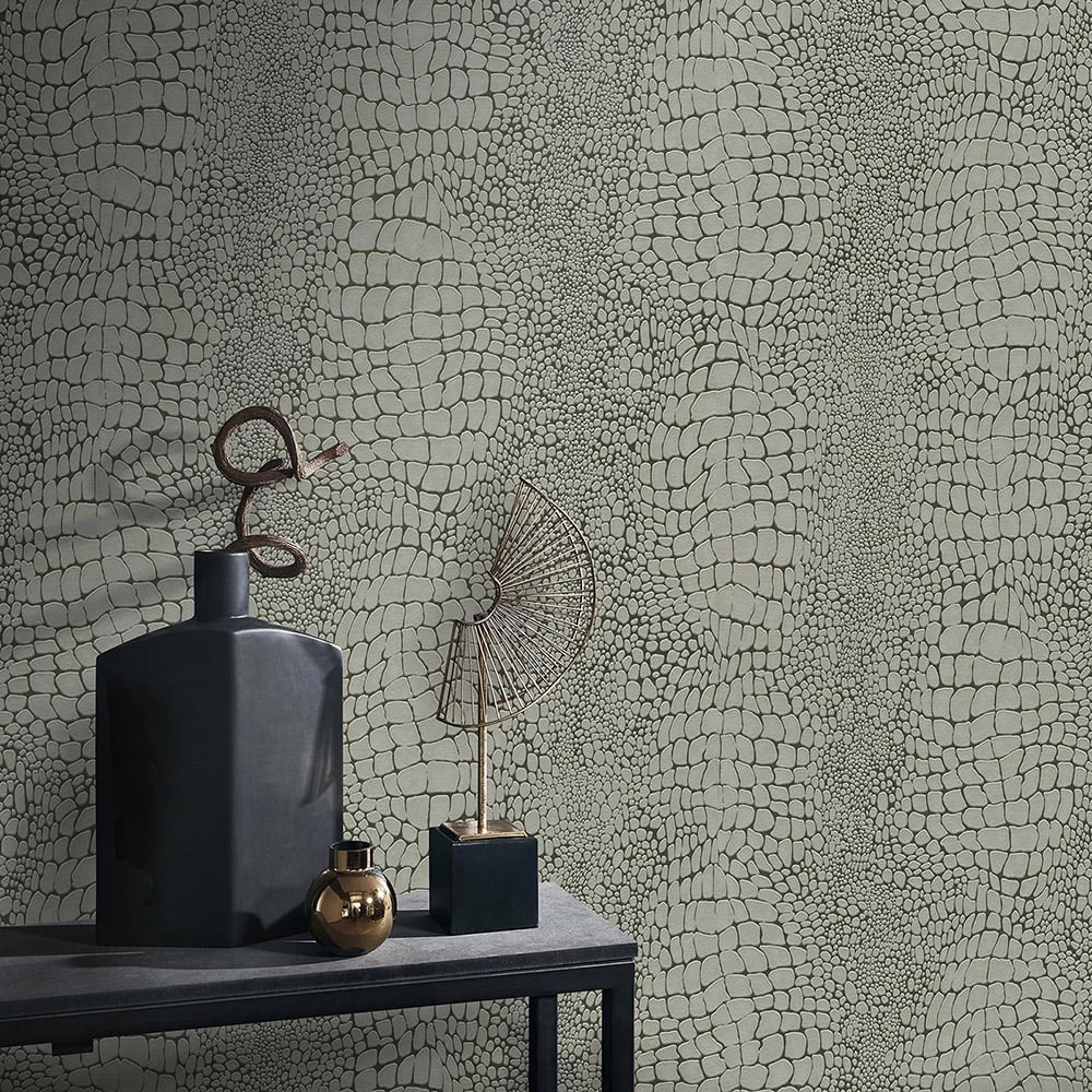 Kígyóbőr mintás barna és szürke színű design tapéta