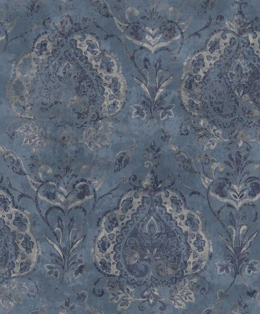 Klasszikus barokk mintás vlies tapéta kék színben