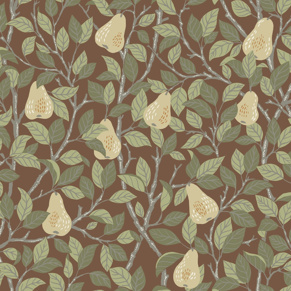Klasszikus botanikus dekor tapéta körte mintával
